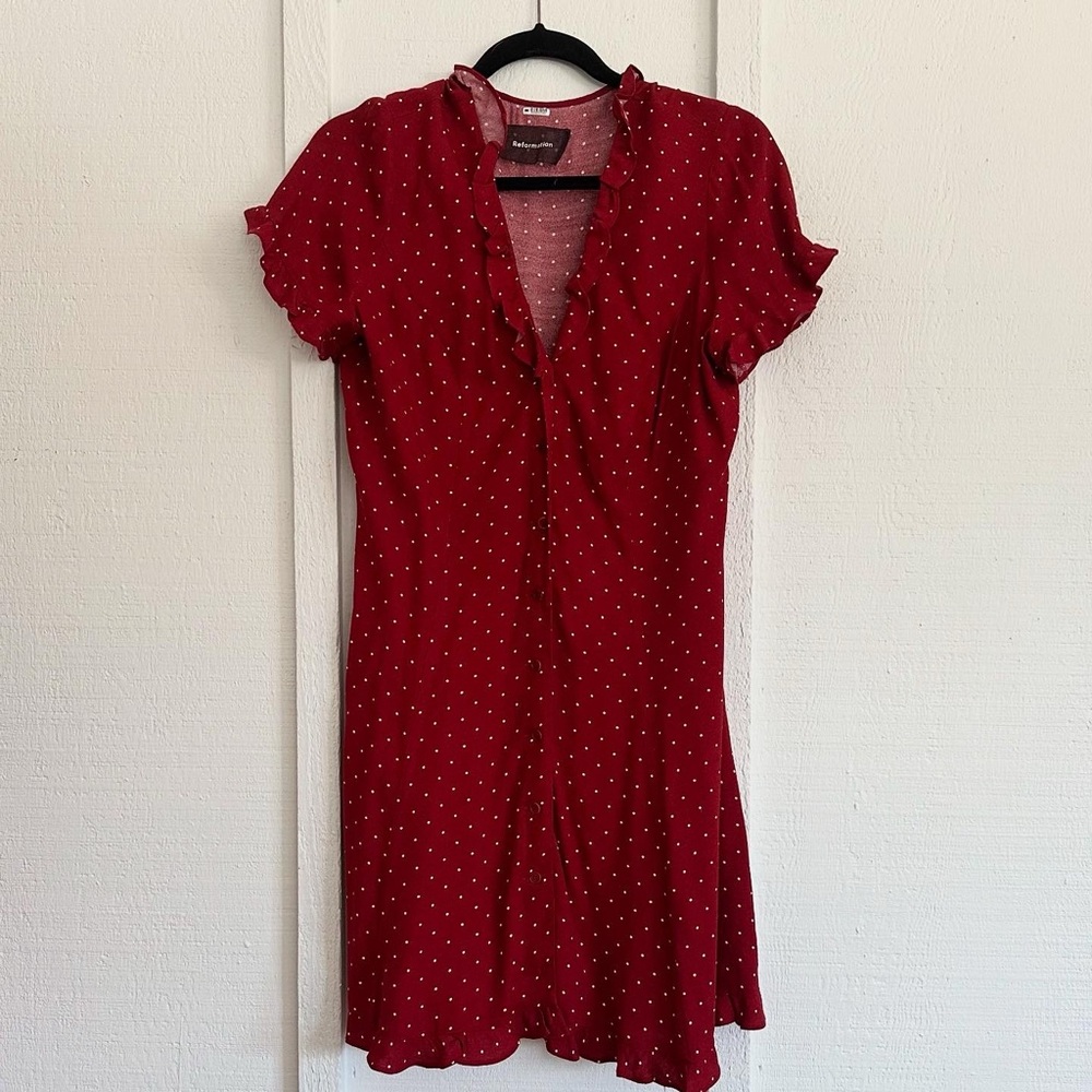 Reformation Red Polka Dot Dress